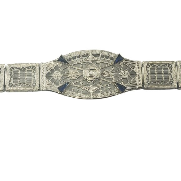 14 Karat White Gold Filigree Diamond Bracelet #10404 - Picture 4 of 7